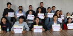 Estudiantes poblanos reconocidos antes de viajar a Singapur.