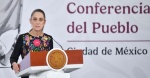 Claudia Sheinbaum durante conferencia en Palacio Nacional.