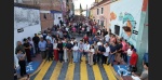 Autoridades inaugurando calle pavimentada en Atlixco con trabajos de infraestructura urbana