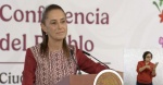 Foto: CortesÃa Claudia Sheinbaum durante conferencia matutina en Palacio Nacional hablando sobre investigaciones a mineras