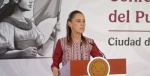 Foto: Cortesía Claudia Sheinbaum hablando sobre el T-MEC durante conferencia matutina en Palacio Nacional