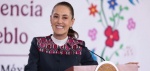 Claudia Sheinbaum celebrando la victoria de la Selección Mexicana en la conferencia matutina.