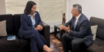 Alejandro Moreno y Keiko Fujimori durante una reunión oficial.