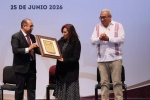 Lorena Cuéllar durante la ceremonia por el aniversario del Coltlax.