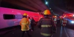 Foto: Cortesía Autobús escolar accidentado en la autopista México-Puebla.