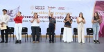 Foto: Cortesía Claudia Sheinbaum durante una asamblea con jóvenes en Xalapa