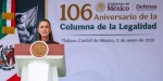 Claudia Sheinbaum durante ceremonia militar en el Heroico Colegio Militar