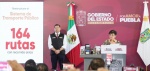 Unidades de transporte público circulando en Puebla