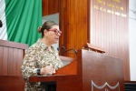 Diputada Sandra Aguilar Vega en sesión del Congreso de Tlaxcala