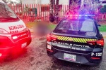 Foto: Cortesía Patrullas resguardan zona en Avenida Universidad de Tlaxcala.